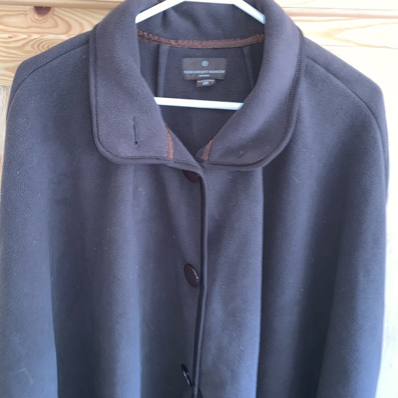 Fenn Wright Manson brown collared fleece cape poncho size 2X - Picture 3 of 4